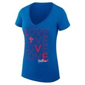 Gildan Blue Love Phillies Women's V-Neck T-Shirt